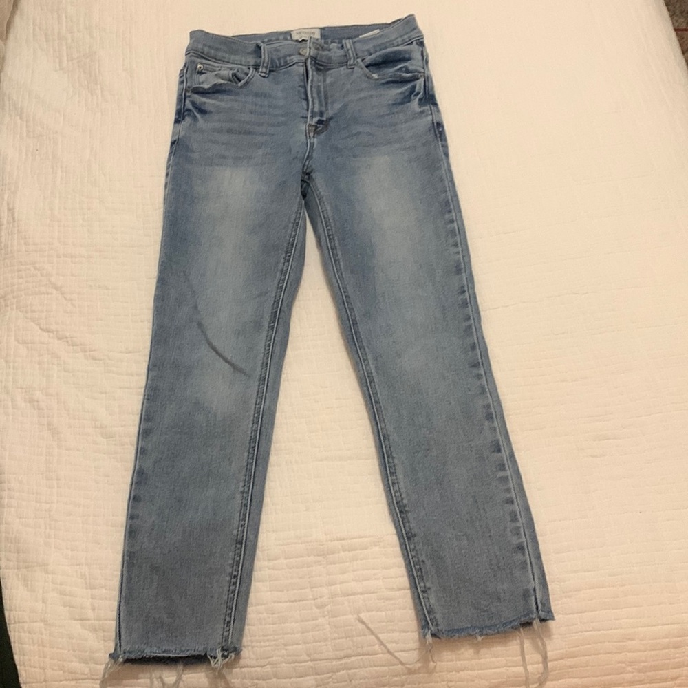 High waisted straight leg jeans